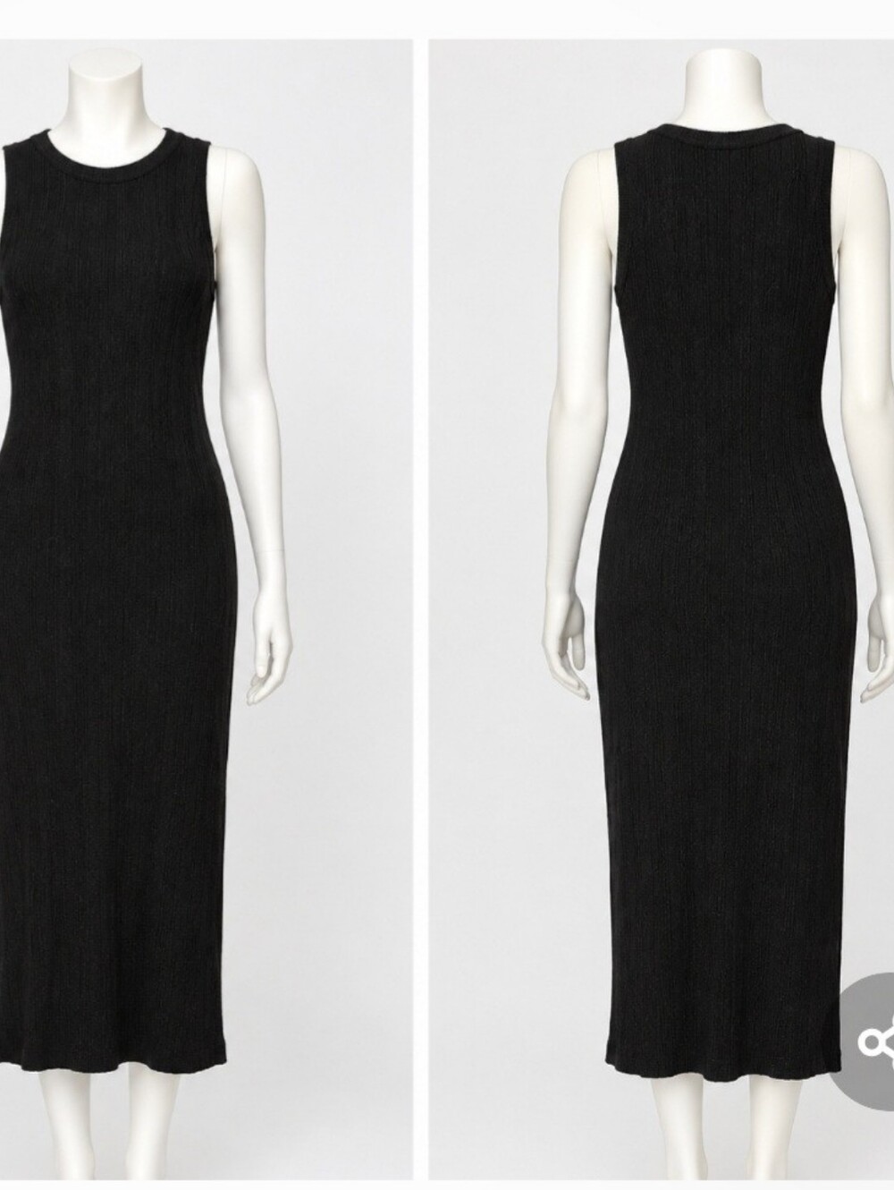 Nine West Black Ribbed Sleeveless Midi Dress